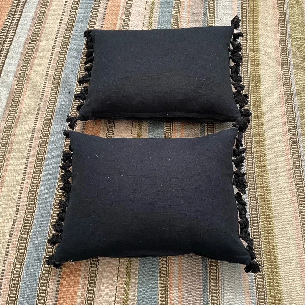 Eight Mood Black Rectangular Accent Pillow